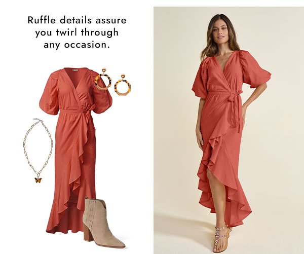 On Sale! Ruffle Wrap Maxi Dress!